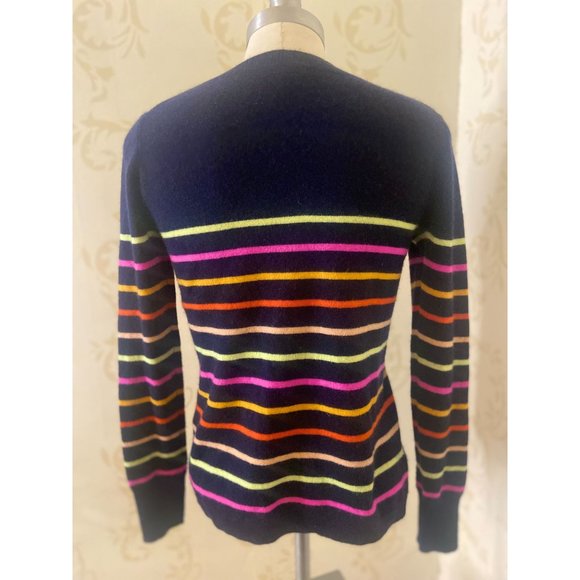 J.Crew 100% Cashmere Blue Stripe Sweater Ladies XS - Picture 3 of 3